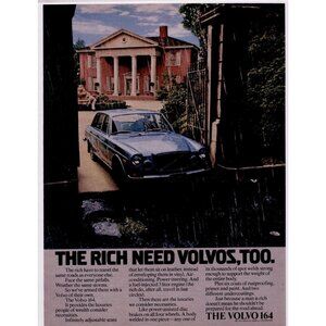 THE VOLVO 164 ORIGINAL COLOR PRINT AD FROM 1973 with PARKER PEN AD on the revers